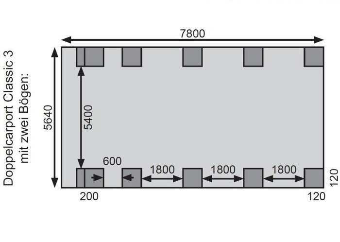 Karibu Carport Classic Doppel 3 mit 2 Einfahrtsbögen kdi
