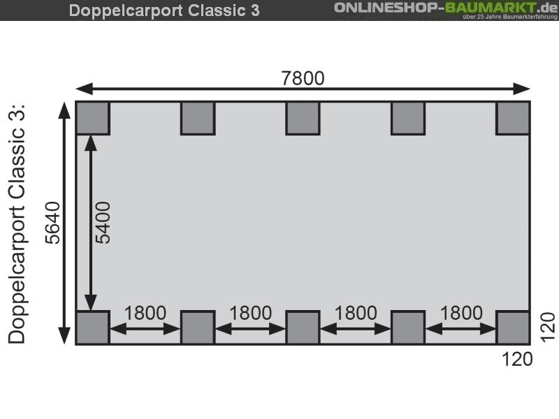 Karibu Carport Classic Doppel 3 ohne Einfahrtsbogen kdi