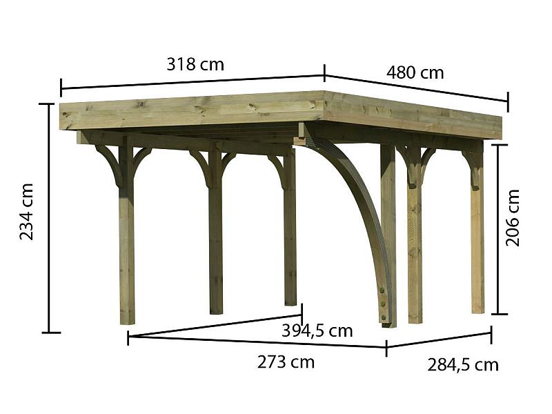Karibu Carport Classic Einzel 1 mit 1 Einfahrtsbogen kdi