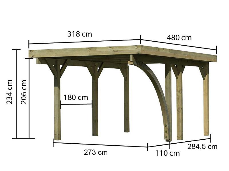 Karibu Carport Classic Einzel 1 mit 1 Einfahrtsbogen kdi