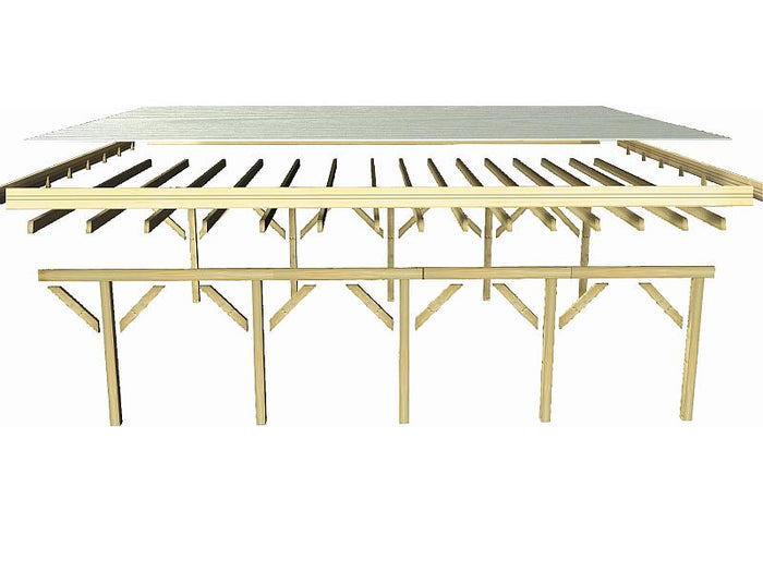 Karibu Carport Classic Einzel 1 mit 2 Einfahrtsbögen kdi