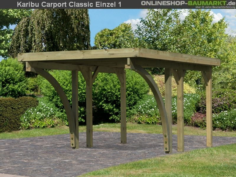 Karibu Carport Classic Einzel 1 mit 2 Einfahrtsbögen kdi