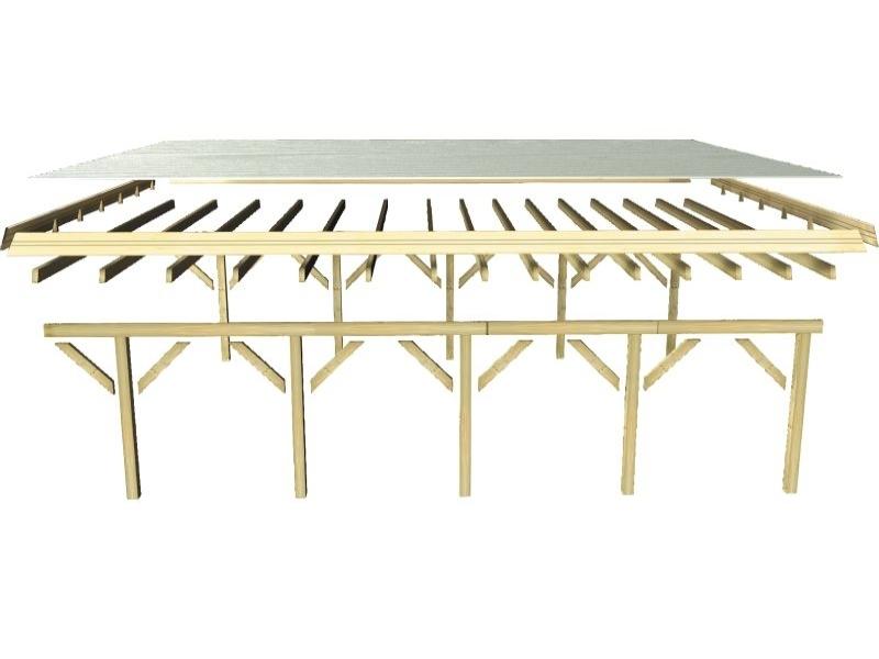 Karibu Carport Classic Einzel 2 mit 1 Einfahrtsbogen kdi