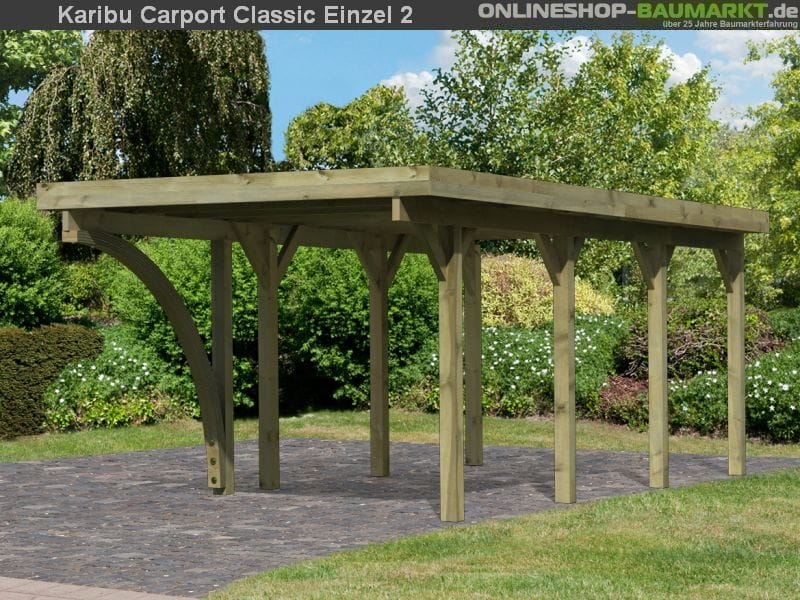 Karibu Carport Classic Einzel 2 mit 1 Einfahrtsbogen kdi