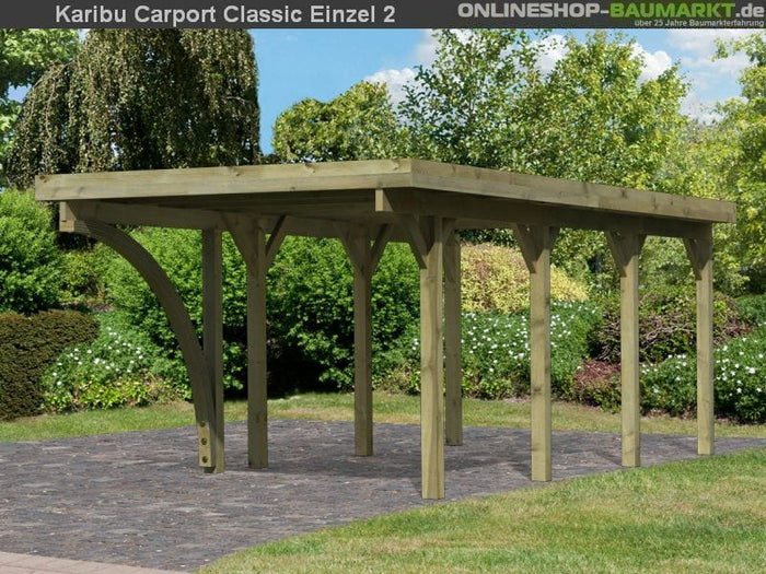 Karibu Carport Classic Einzel 2 mit 1 Einfahrtsbogen kdi