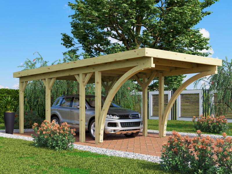 Karibu Carport Classic Einzel 2 mit 2 Einfahrtsbögen kdi