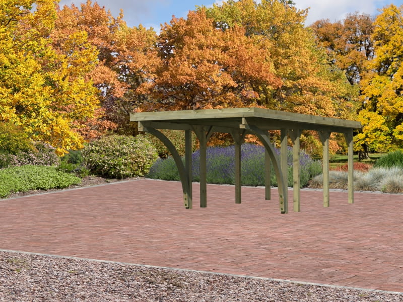 Karibu Carport Classic Einzel 2 mit 2 Einfahrtsbögen kdi