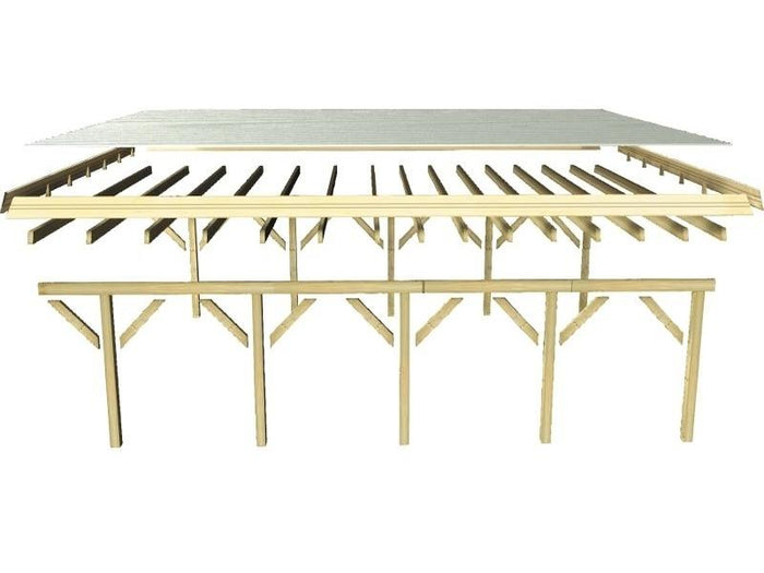 Karibu Carport Classic Einzel 2 mit 2 Einfahrtsbögen kdi