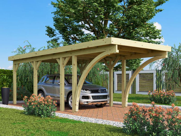 Karibu Carport Classic Einzel 2 mit 2 Einfahrtsbögen kdi