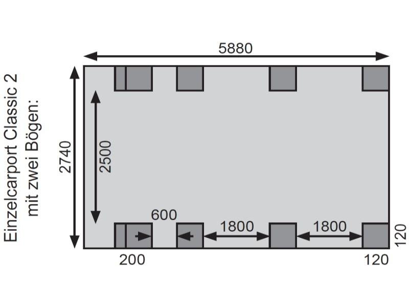 Karibu Carport Classic Einzel 2 mit 2 Einfahrtsbögen kdi