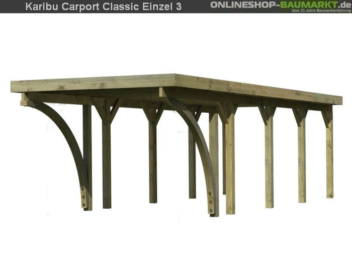 Karibu Carport Classic Einzel 3 mit 2 Einfahrtsbögen kdi