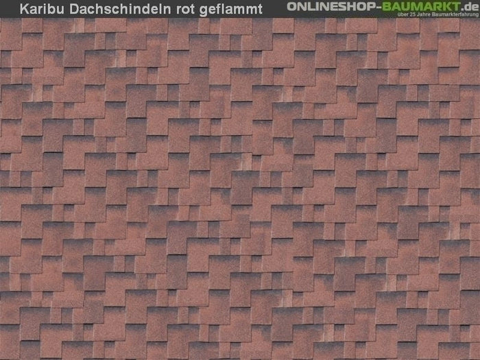 Karibu Dachschindeln Asymetrisch rot geflammt 12 Pakete