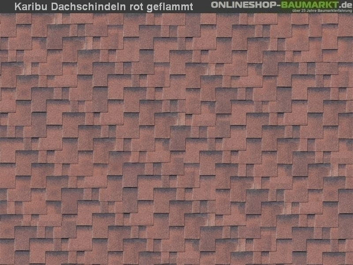 Karibu Dachschindeln Asymetrisch rot geflammt 19 Pakete