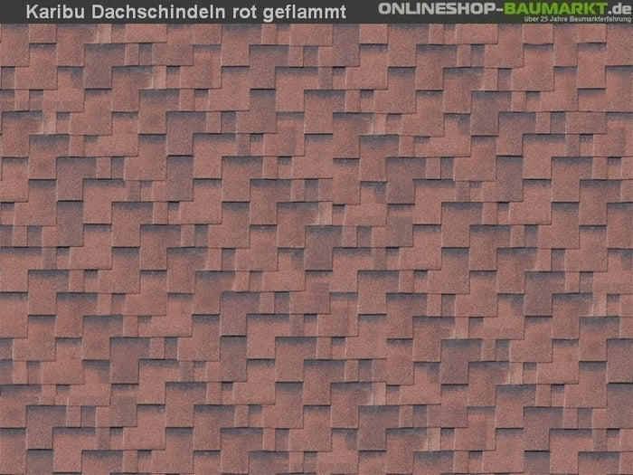 Karibu Dachschindeln Asymetrisch rot geflammt 2 Pakete