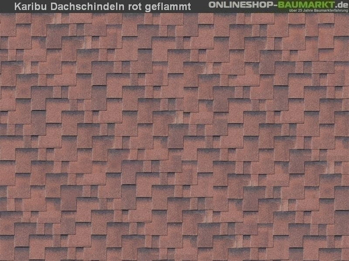 Karibu Dachschindeln Asymetrisch rot geflammt 13 Pakete