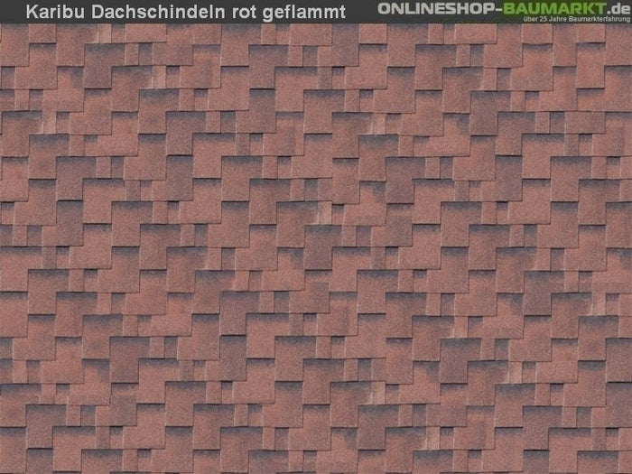 Karibu Dachschindeln Asymetrisch rot geflammt 19 Pakete
