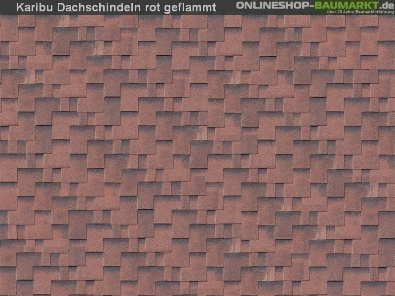 Karibu Dachschindeln Asymetrisch rot geflammt 27 Pakete
