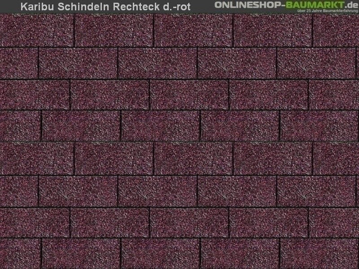 Karibu Dachschindeln Rechteck dunkelrot 10 Pakete
