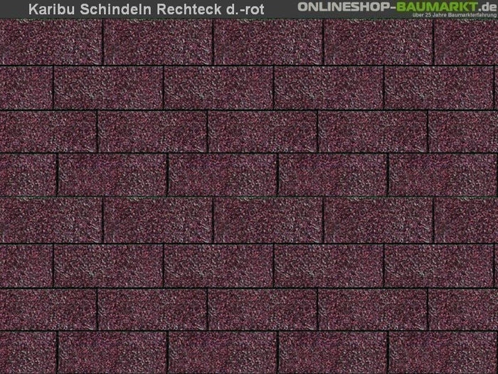 Karibu Dachschindeln Rechteck dunkelrot 3 Pakete