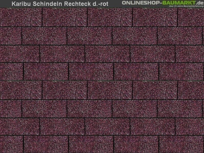 Karibu Dachschindeln Rechteck dunkelrot 4 Pakete