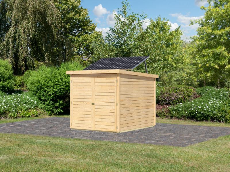 Karibu Fahrradgarage 3, natur, mit Solarpaket