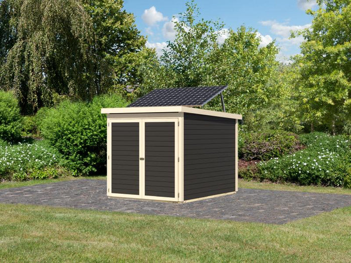 Karibu Fahrradgarage 3, terragrau, mit Solarpaket