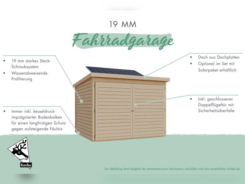 Karibu Fahrradgarage 3, terragrau, mit Solarpaket