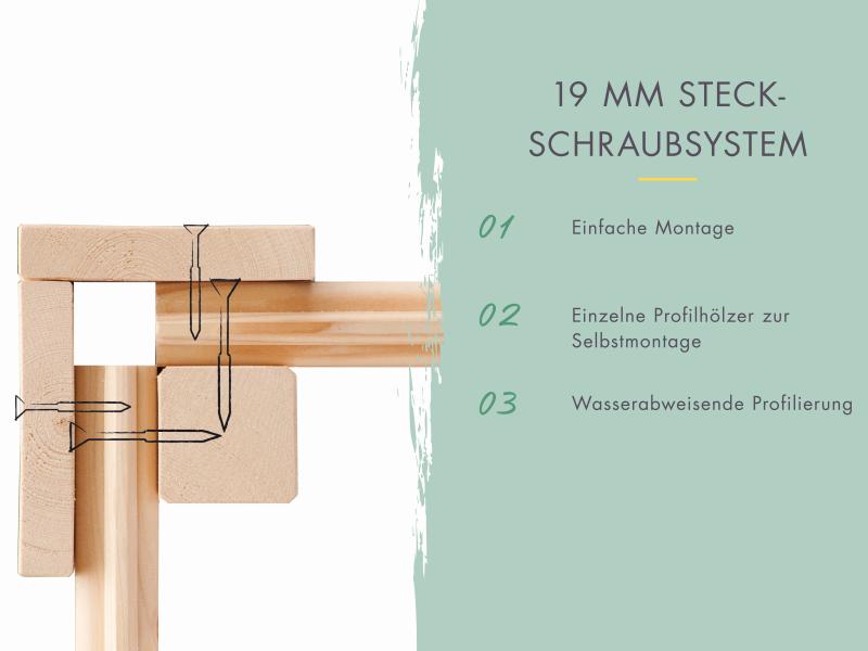 Karibu Fahrradgarage 4, natur 19 mm