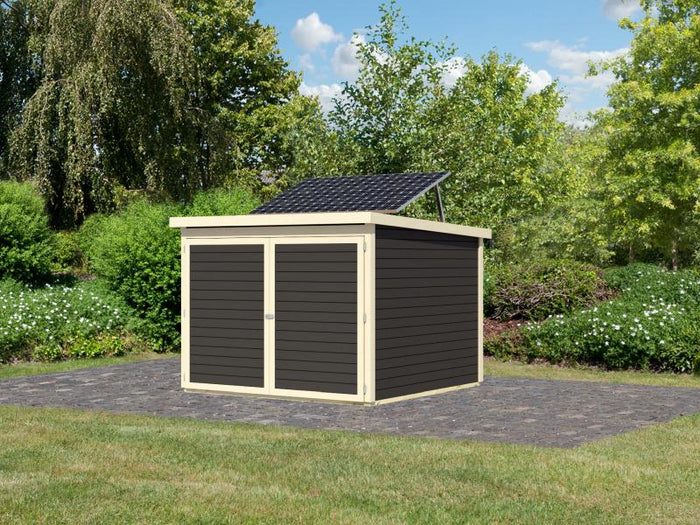 Karibu Fahrradgarage 4, terragrau, mit Solarpaket
