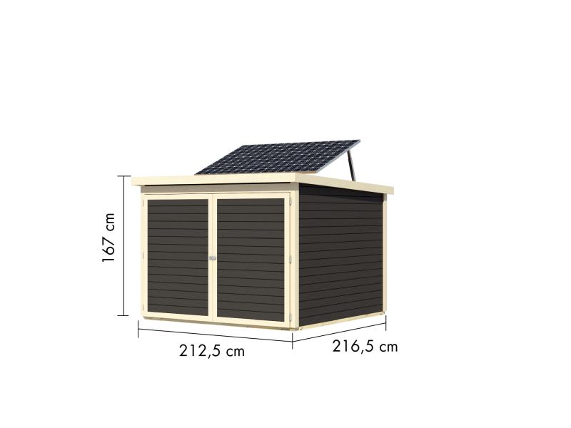 Karibu Fahrradgarage 4, terragrau, mit Solarpaket