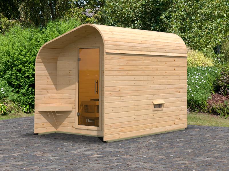 Karibu Fasshaus 2 asymmetrisch, ohne Saunaofen