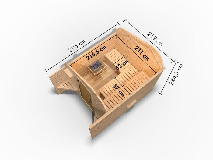 Karibu Fasshaus 2 asymmetrisch, ohne Saunaofen