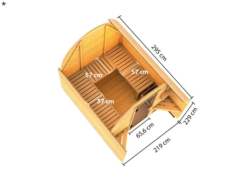Karibu Fasshaus 2 mit 9 kW Bioofen ext. Steuerung