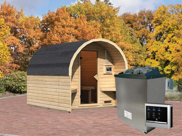 Karibu Fasshaus 2 mit 9 kW Ofen ext. Steuerung