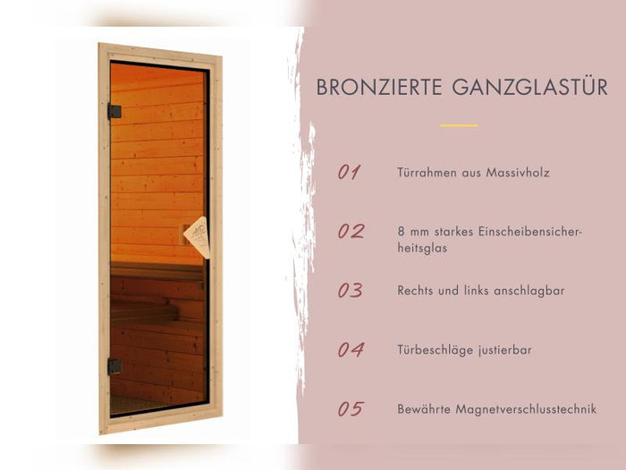 Karibu Fasssauna 1, 38 mm-  inkl. 9 kW Bioofen externe Steuerung