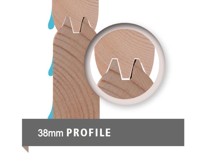 Karibu Fasssauna 3 ohne Ofen - 38 mm mit Vorraum und Rechteckschindeln