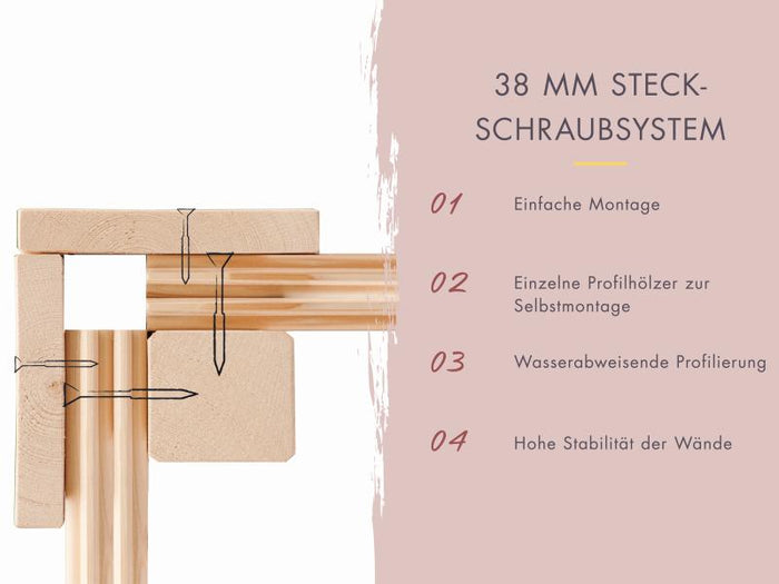 Karibu Fasssauna Asymmetrisch 3, inkl. 9 kW Bioofen externe Steuerung