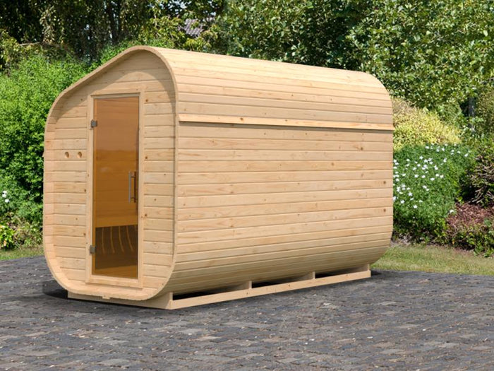 Karibu Fasssauna  Asymmetrisch 3, ohne Saunaofen