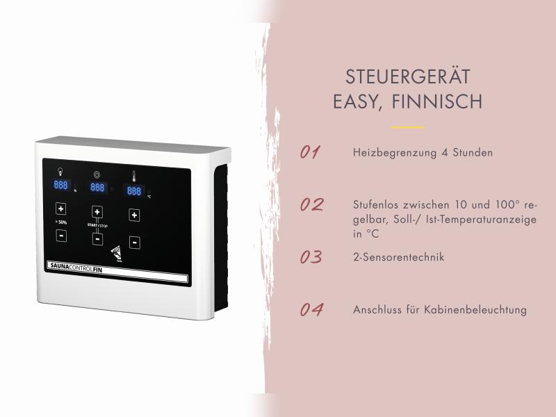 Karibu Fasssauna Quadro 3 inkl. 9 kW Ofen ext. Steuerung - 38 mm