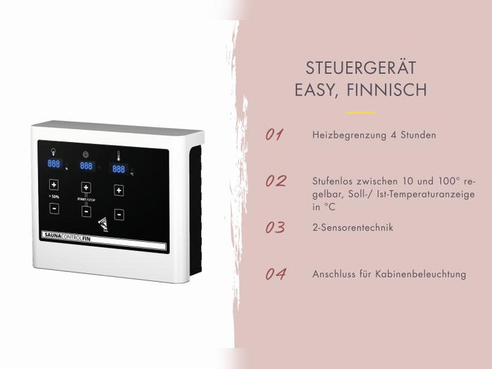 Karibu Fasssauna Quadro 3 inkl. 9 kW Ofen ext. Steuerung - 38 mm