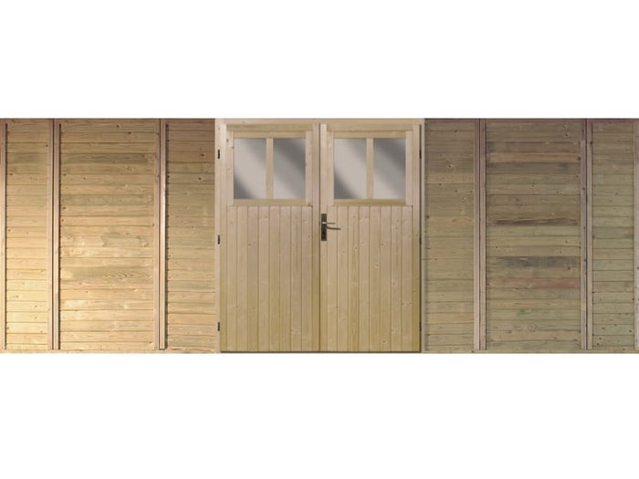 Karibu Frontwand mit Doppeltür für Doppelcarport