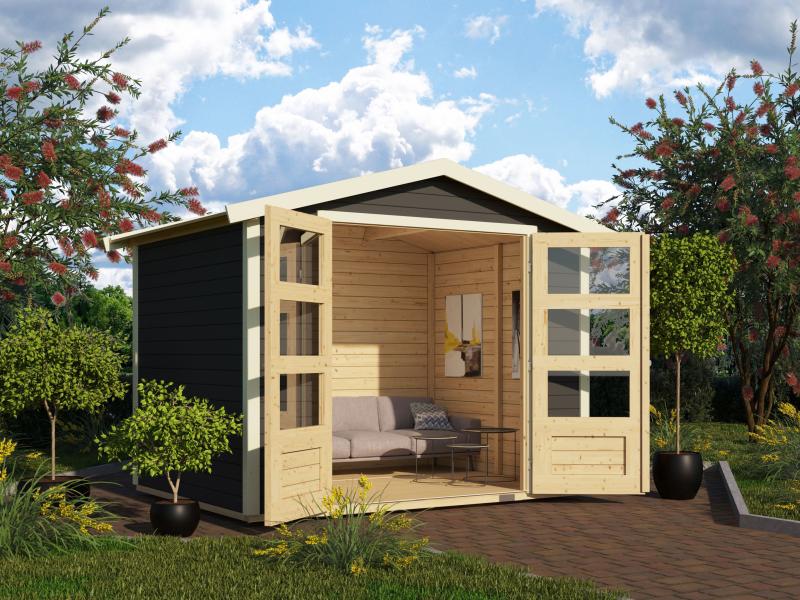 Karibu Gartenhaus Amberg 3 terragrau