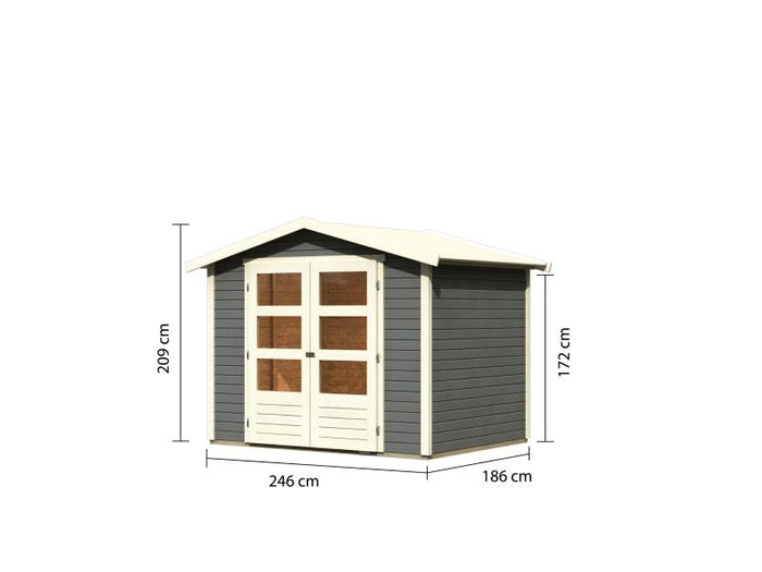 Karibu Gartenhaus Amberg 3 terragrau