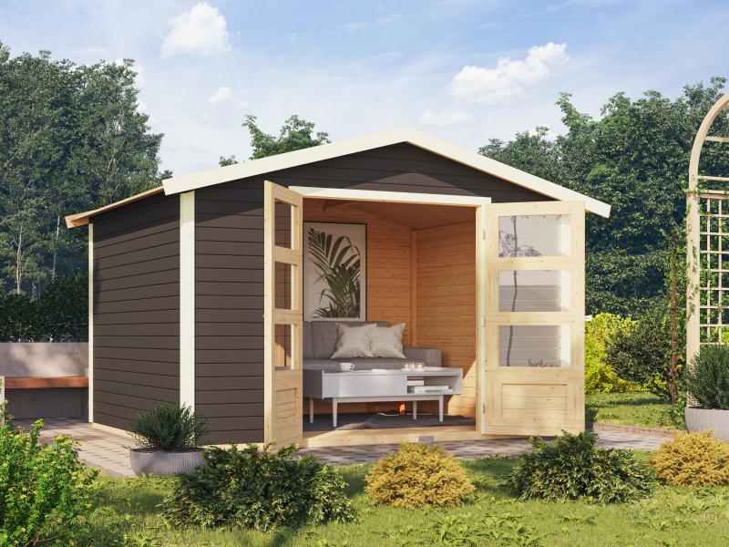 Karibu Gartenhaus Amberg 5 terragrau