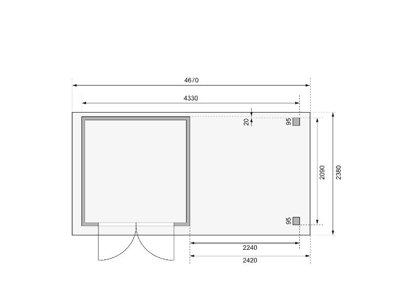 Karibu Gartenhaus Askola 2 mit Anbaudach 2,25 Meter