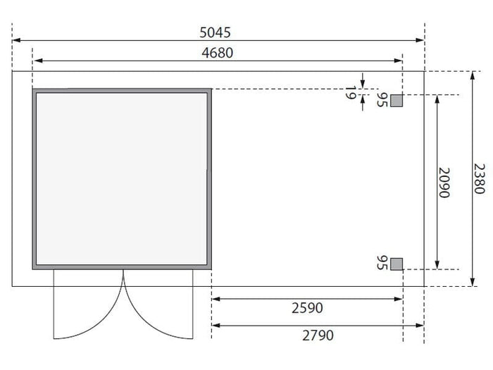 Karibu Gartenhaus Askola 2 terragrau mit Anbaudach 2,80 Meter