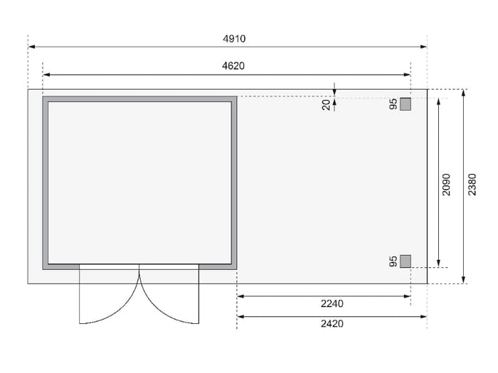 Karibu Gartenhaus Askola 3 mit Anbaudach 2,40 Meter