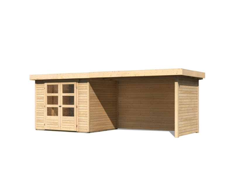 Karibu Gartenhaus Askola 3 mit Anbaudach 2,75 Meter, Seiten- und Rückwand