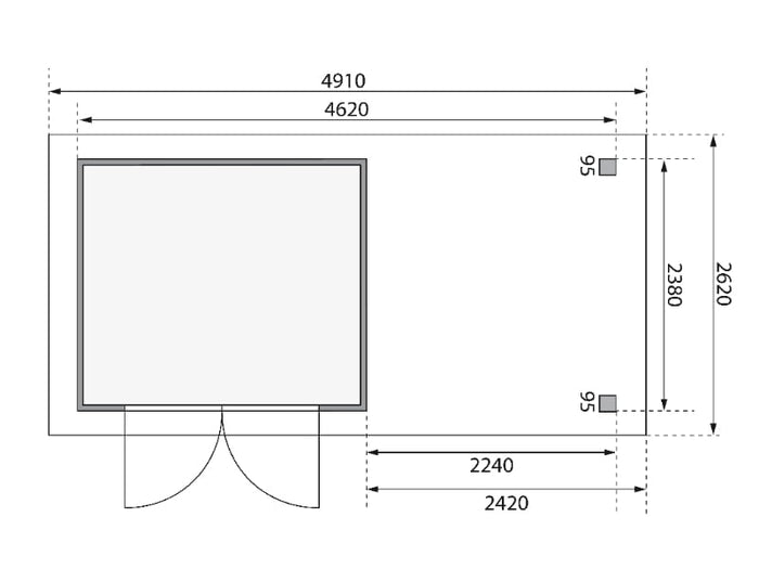 Karibu Gartenhaus Askola 3,5 mit Anbaudach 2,25 Meter, Seiten- und Rückwand