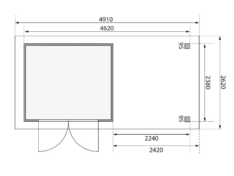 Karibu Gartenhaus Askola 3,5 mit Anbaudach 2,40 Meter terragrau